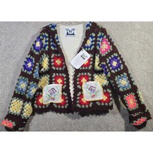 OOAK Magnolia Boho Handmade Granny Square Jacket VTG Crochet Quilt Upcycle XL